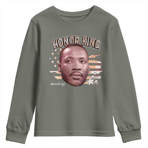 Martin Luther King Jr. Youth Sweatshirt MLK Day Black History Month American Flag TS10 Military Green Print Your Wear