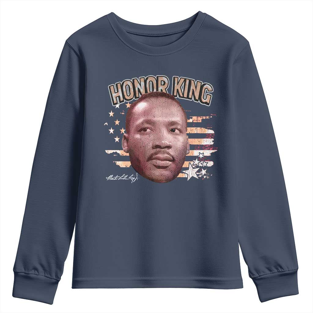 Martin Luther King Jr. Youth Sweatshirt MLK Day Black History Month American Flag TS10 Navy Print Your Wear