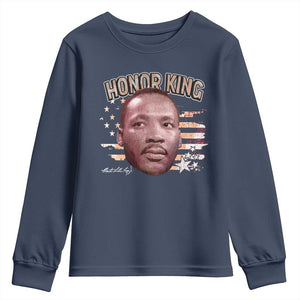 Martin Luther King Jr. Youth Sweatshirt MLK Day Black History Month American Flag TS10 Navy Print Your Wear