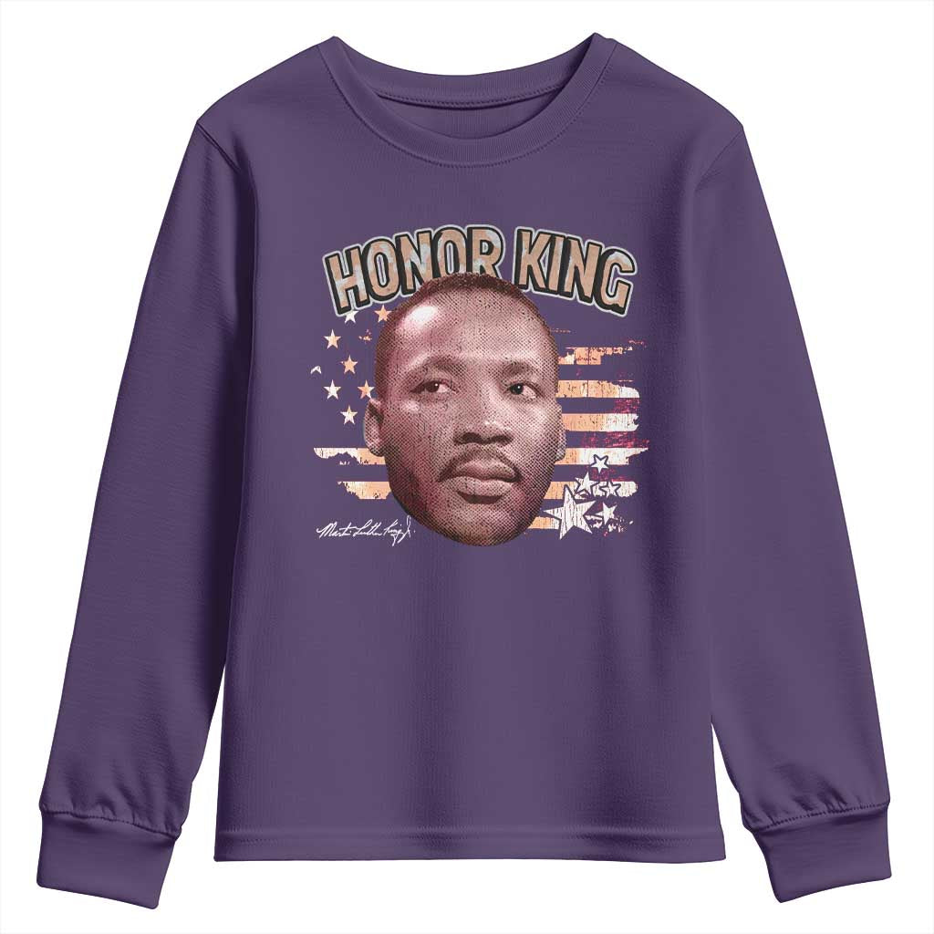Martin Luther King Jr. Youth Sweatshirt MLK Day Black History Month American Flag TS10 Purple Print Your Wear