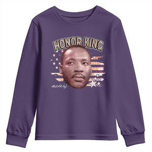 Martin Luther King Jr. Youth Sweatshirt MLK Day Black History Month American Flag TS10 Purple Print Your Wear