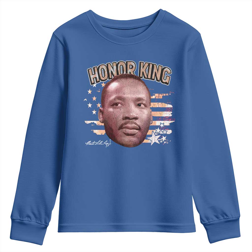 Martin Luther King Jr. Youth Sweatshirt MLK Day Black History Month American Flag TS10 Royal Blue Print Your Wear