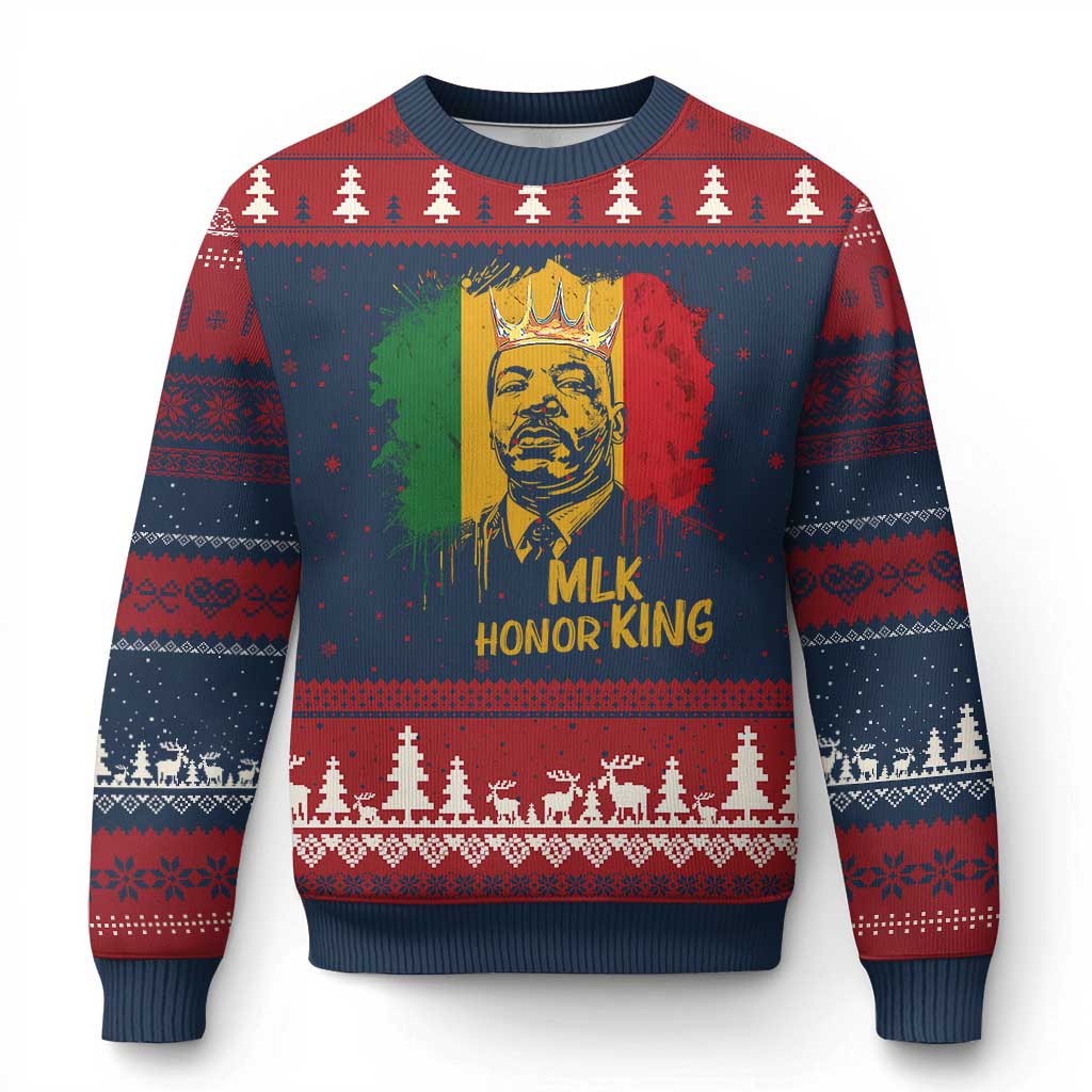 MLK Ugly Christmas Sweater Honor King Civil Rights Leader Black History Month TS10 Navy Red Print Your Wear