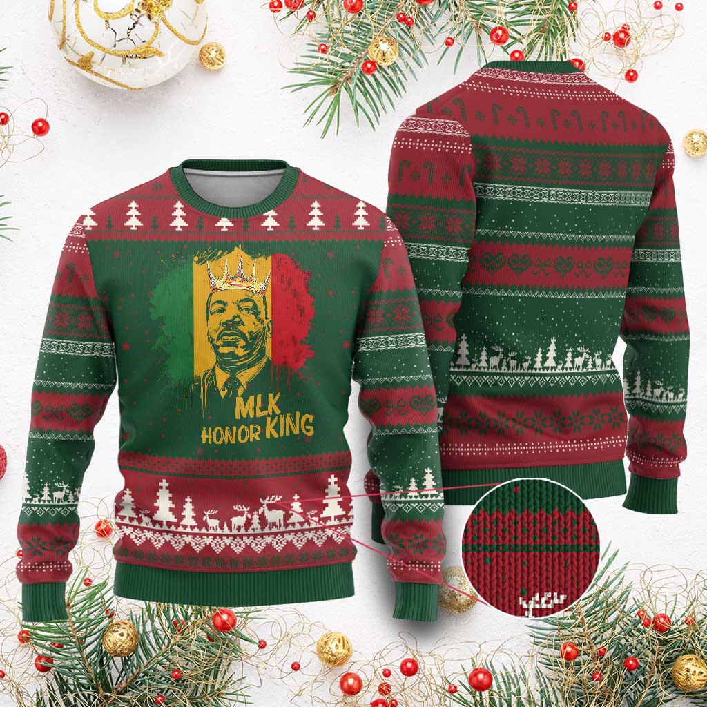 MLK Ugly Christmas Sweater Honor King Civil Rights Leader Black History Month TS10 Red Green Print Your Wear