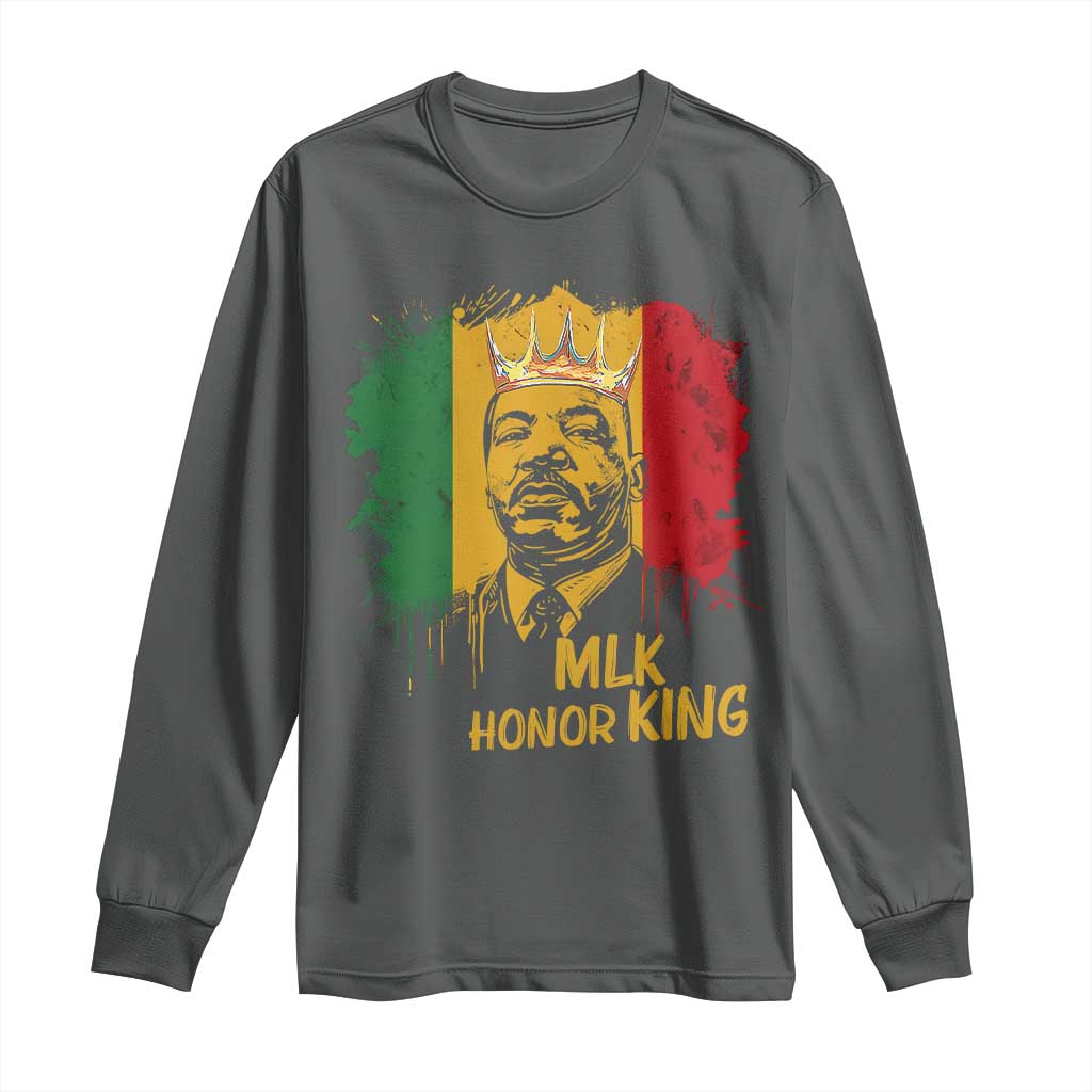 MLK Long Sleeve Shirt Honor King Civil Rights Leader Black History Month TS10 Dark Heather Print Your Wear