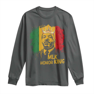 MLK Long Sleeve Shirt Honor King Civil Rights Leader Black History Month TS10 Dark Heather Print Your Wear