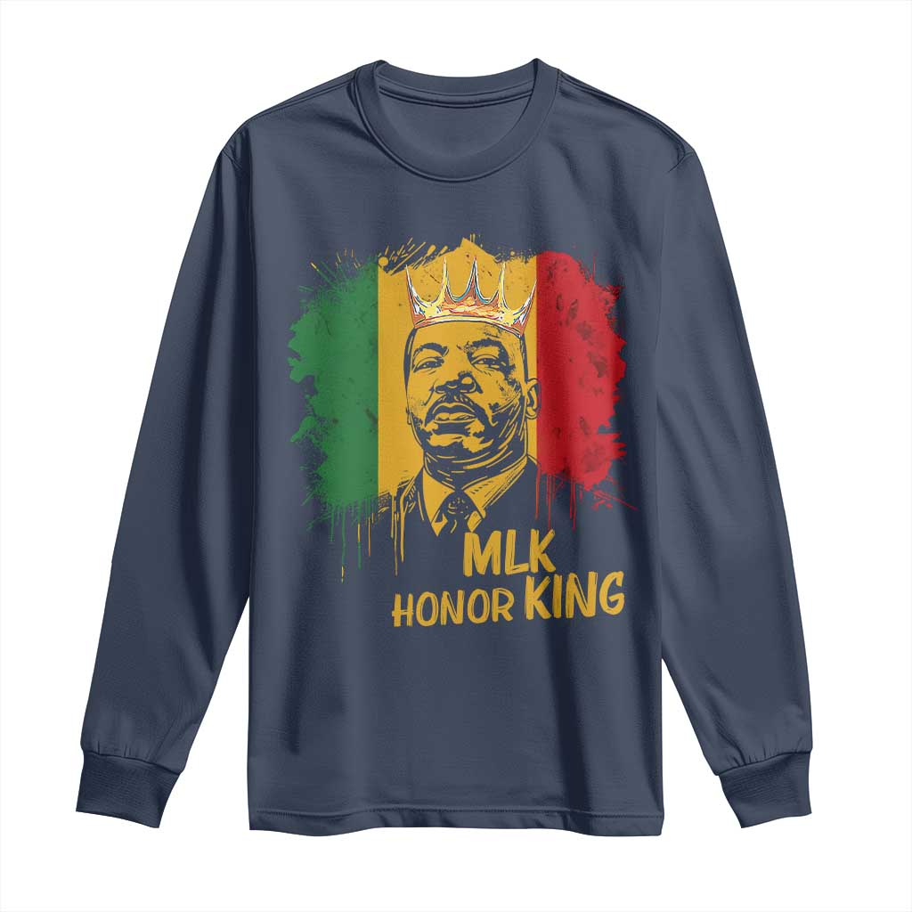 MLK Long Sleeve Shirt Honor King Civil Rights Leader Black History Month TS10 Navy Print Your Wear