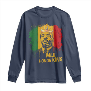 MLK Long Sleeve Shirt Honor King Civil Rights Leader Black History Month TS10 Navy Print Your Wear