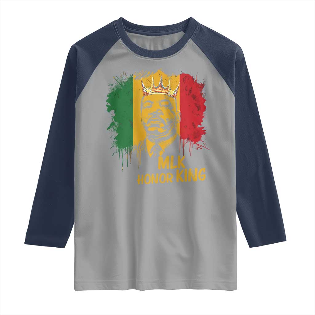 MLK Raglan Shirt Honor King Civil Rights Leader Black History Month TS10 Sport Gray Navy Print Your Wear