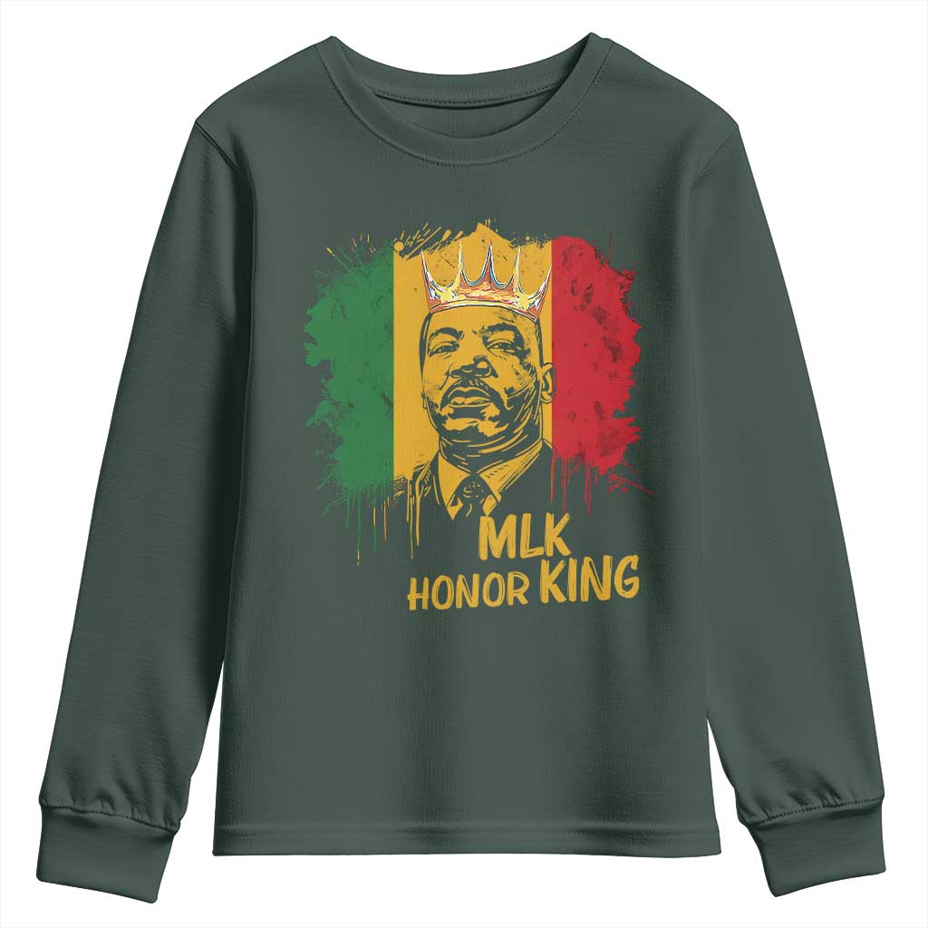MLK Youth Sweatshirt Honor King Civil Rights Leader Black History Month TS10 Dark Forest Green Print Your Wear