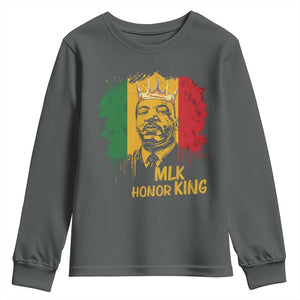 MLK Youth Sweatshirt Honor King Civil Rights Leader Black History Month TS10 Dark Heather Print Your Wear