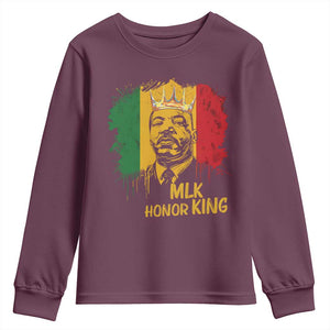 MLK Youth Sweatshirt Honor King Civil Rights Leader Black History Month TS10 Maroon Print Your Wear