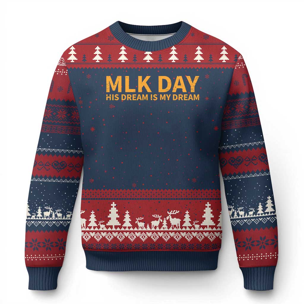 MLK Tribute Ugly Christmas Sweater MLK Motivational His Dream Is My Dream TS10 Navy Red Print Your Wear