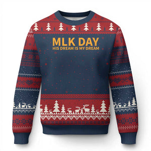 MLK Tribute Ugly Christmas Sweater MLK Motivational His Dream Is My Dream TS10 Navy Red Print Your Wear
