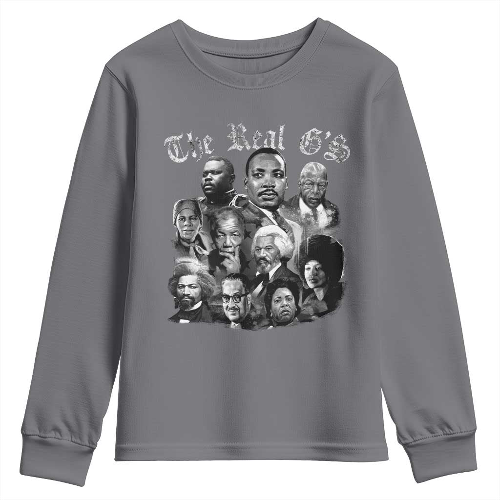 Civil Rights Legends Youth Sweatshirt The Real Gs Juneteenth Black History Month TS10 Charcoal Print Your Wear