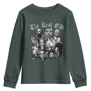 Civil Rights Legends Youth Sweatshirt The Real Gs Juneteenth Black History Month TS10 Dark Forest Green Print Your Wear
