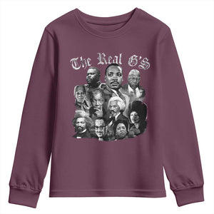 Civil Rights Legends Youth Sweatshirt The Real Gs Juneteenth Black History Month TS10 Maroon Print Your Wear