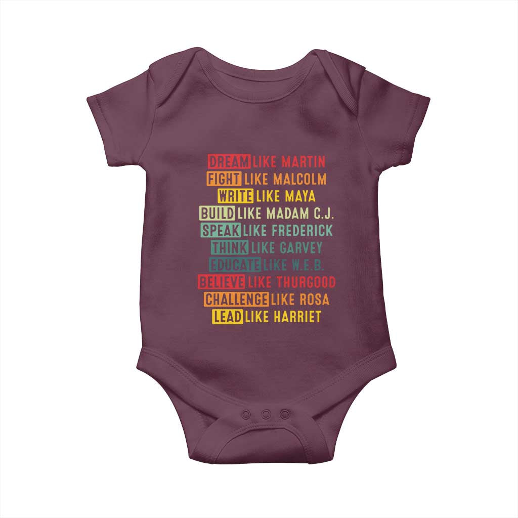 Black History Month Baby Onesie Retro Inspirational Leaders TS10 Maroon Print Your Wear