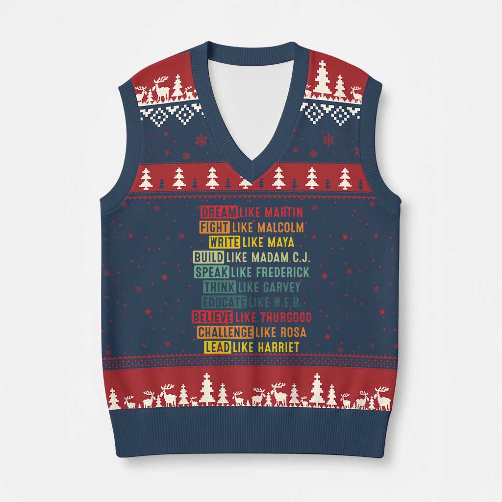 Black History Month V-Neck Knit Sweater Vest Retro Inspirational Leaders TS10 Navy Red Print Your Wear