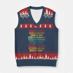 Black History Month V-Neck Knit Sweater Vest Retro Inspirational Leaders TS10 Navy Red Print Your Wear