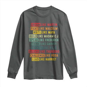 Black History Month Long Sleeve Shirt Retro Inspirational Leaders TS10 Dark Heather Print Your Wear