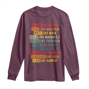 Black History Month Long Sleeve Shirt Retro Inspirational Leaders TS10 Maroon Print Your Wear