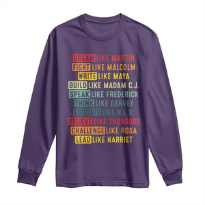Black History Month Long Sleeve Shirt Retro Inspirational Leaders TS10 Purple Print Your Wear