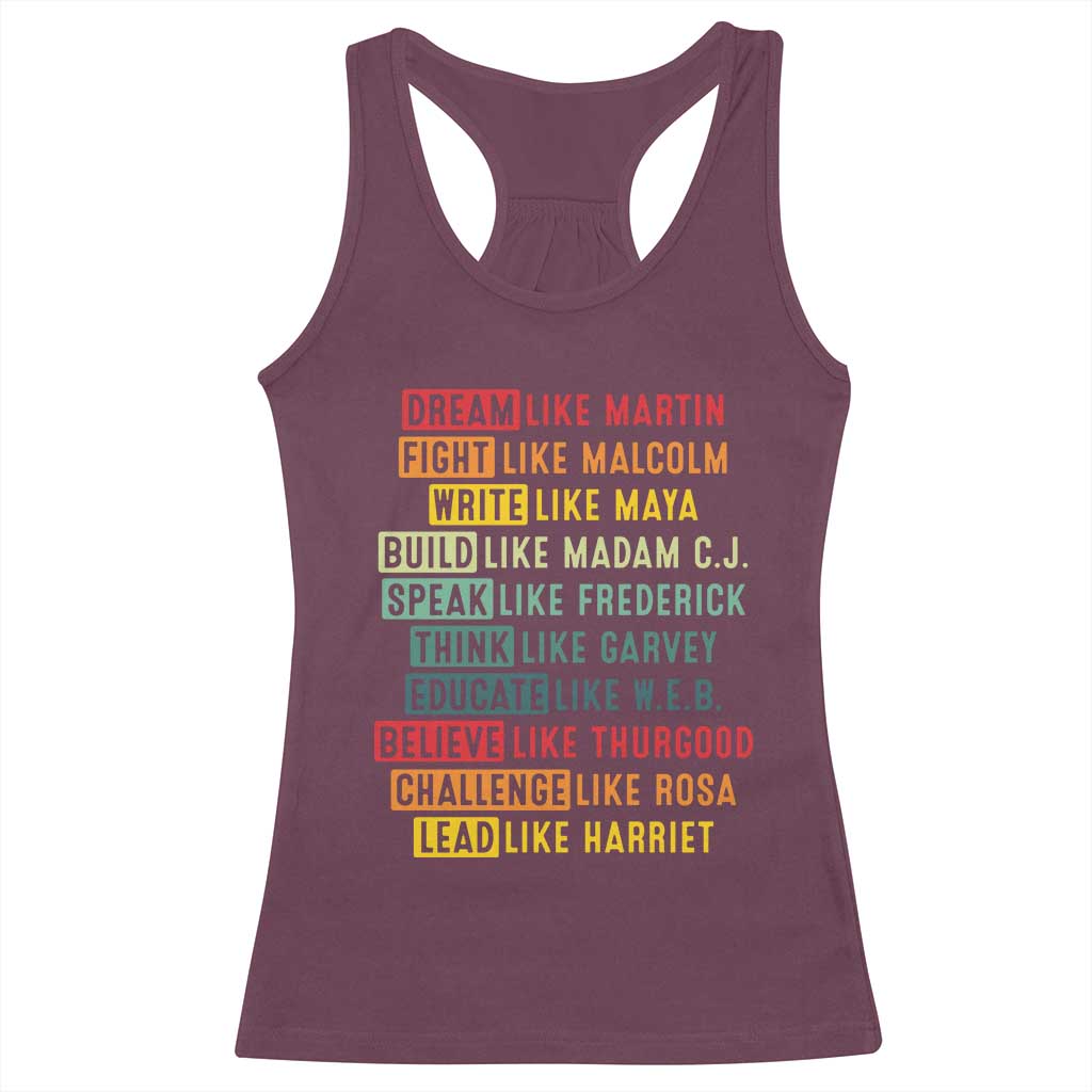 Black History Month Racerback Tank Top Retro Inspirational Leaders TS10 Maroon Print Your Wear
