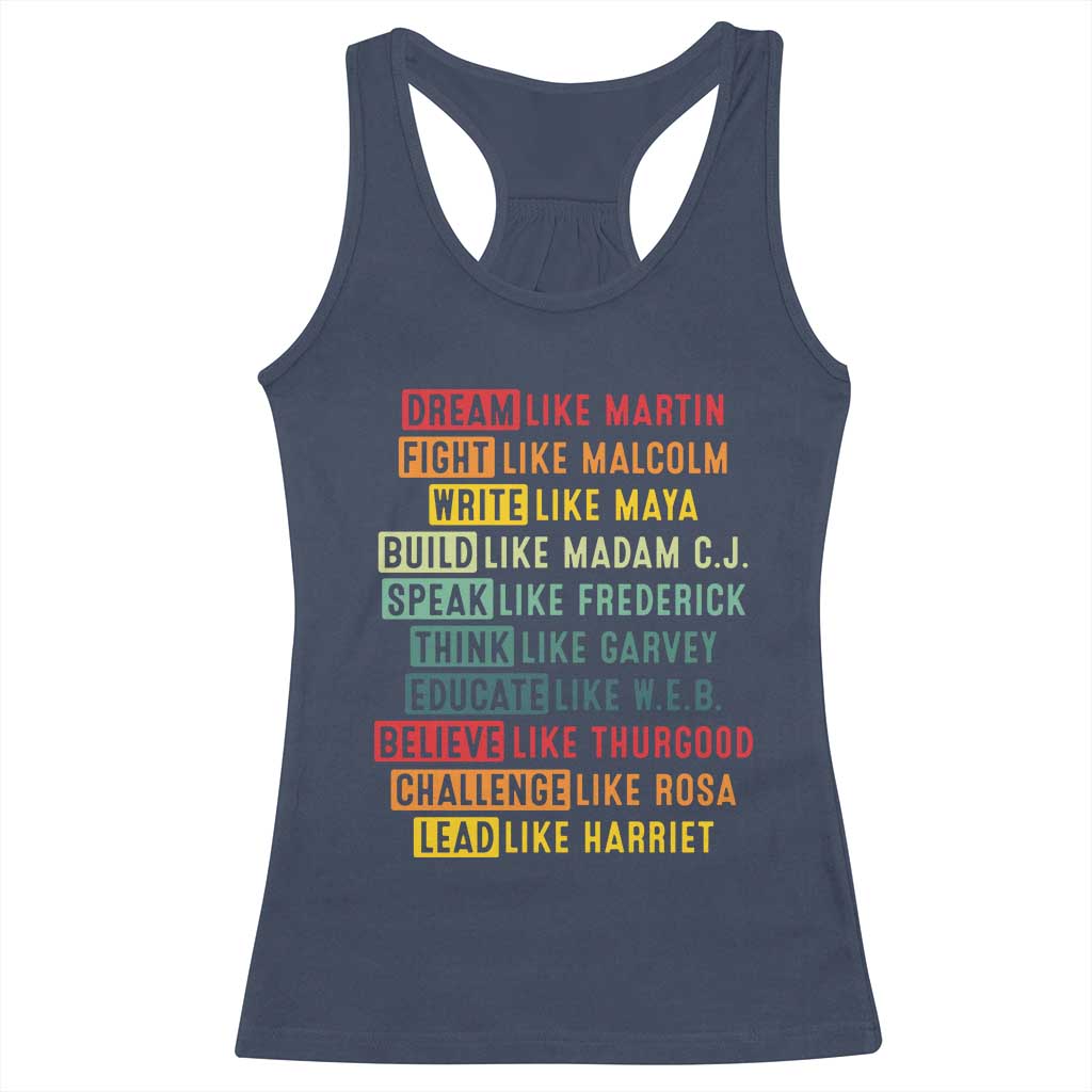 Black History Month Racerback Tank Top Retro Inspirational Leaders TS10 Navy Print Your Wear