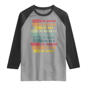 Black History Month Raglan Shirt Retro Inspirational Leaders TS10 Sport Gray Black Print Your Wear