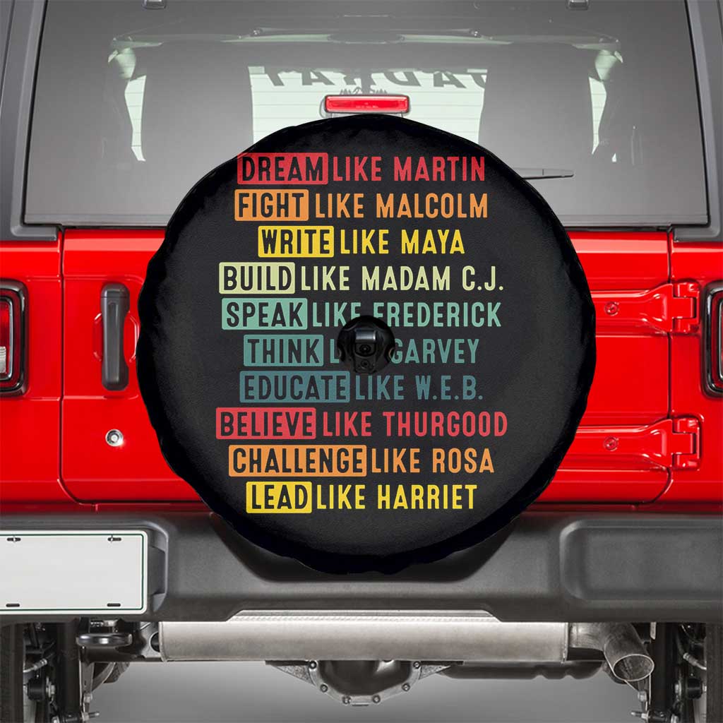 Black History Month Spare Tire Cover Retro Inspirational Leaders TS10 Black Print Your Wear