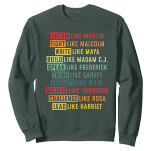 Black History Month Sweatshirt Retro Inspirational Leaders TS10 Dark Forest Green Print Your Wear