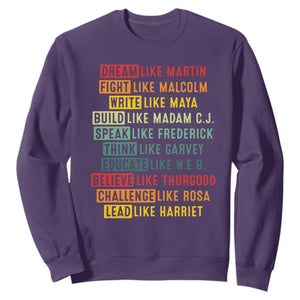 Black History Month Sweatshirt Retro Inspirational Leaders TS10 Purple Print Your Wear