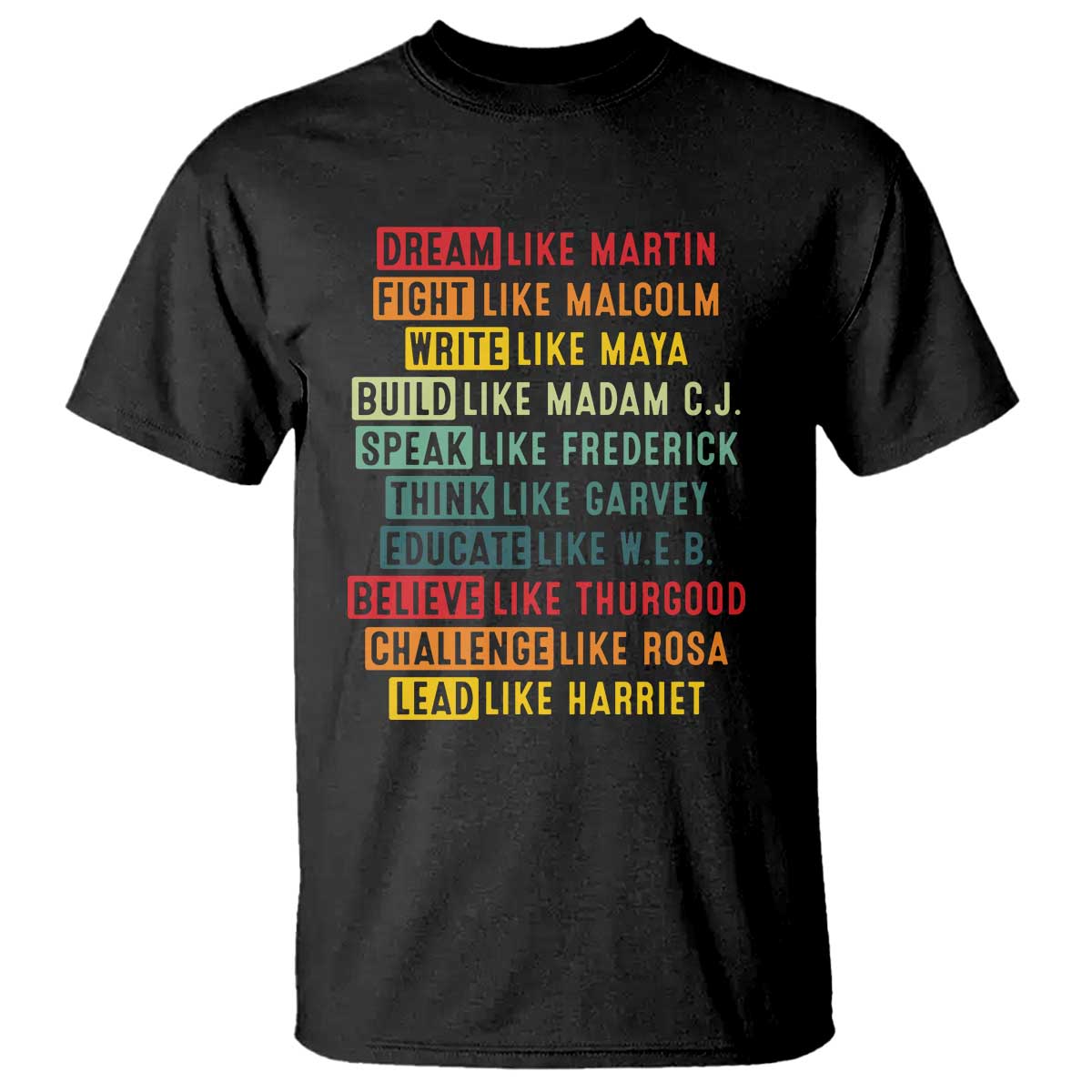 Black History Month T Shirt Retro Inspirational Leaders TS10 Black Print Your Wear
