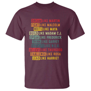 Black History Month T Shirt Retro Inspirational Leaders TS10 Maroon Print Your Wear