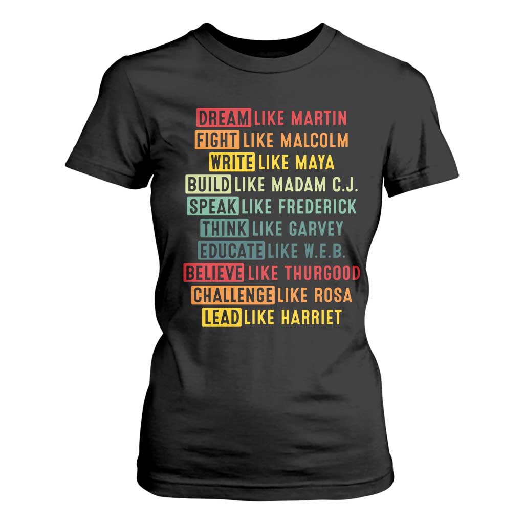 Black History Month T Shirt For Women Retro Inspirational Leaders TS10 Black Print Your Wear