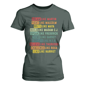Black History Month T Shirt For Women Retro Inspirational Leaders TS10 Dark Forest Green Print Your Wear