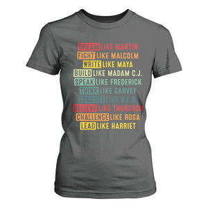 Black History Month T Shirt For Women Retro Inspirational Leaders TS10 Dark Heather Print Your Wear