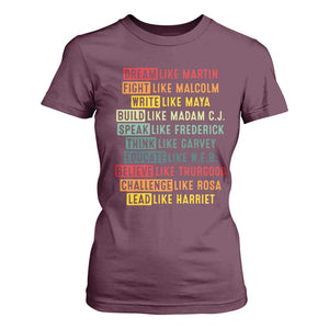 Black History Month T Shirt For Women Retro Inspirational Leaders TS10 Maroon Print Your Wear