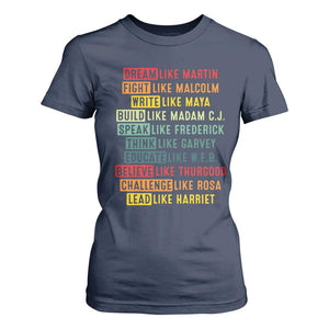 Black History Month T Shirt For Women Retro Inspirational Leaders TS10 Navy Print Your Wear