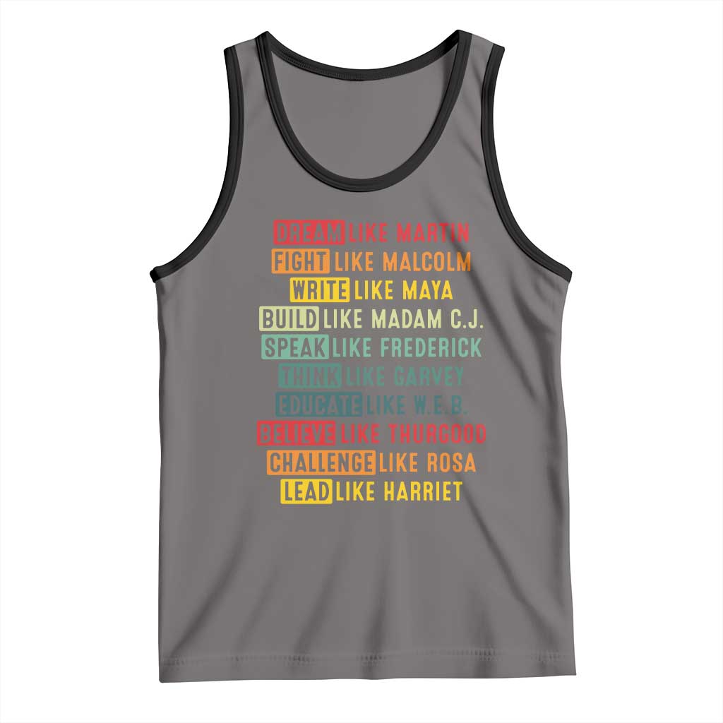 Black History Month Tank Top Retro Inspirational Leaders TS10 Deep Heather Black Print Your Wear