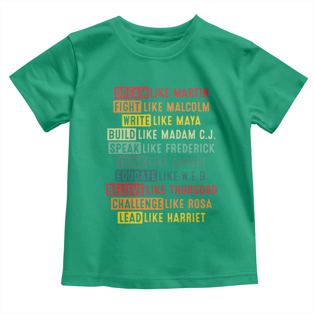Black History Month Toddler T Shirt Retro Inspirational Leaders TS10 Irish Green Print Your Wear