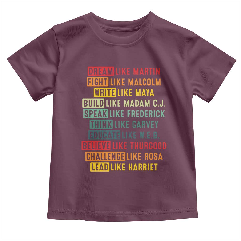 Black History Month Toddler T Shirt Retro Inspirational Leaders TS10 Maroon Print Your Wear