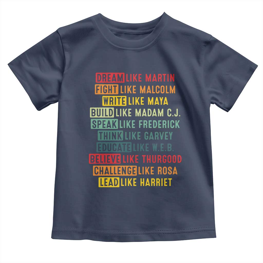 Black History Month Toddler T Shirt Retro Inspirational Leaders TS10 Navy Print Your Wear