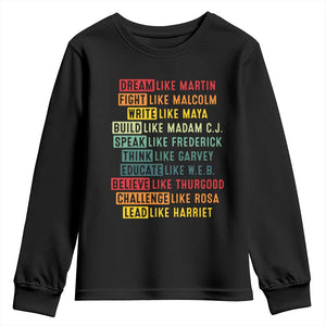 Black History Month Youth Sweatshirt Retro Inspirational Leaders TS10 Black Print Your Wear