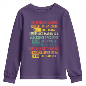 Black History Month Youth Sweatshirt Retro Inspirational Leaders TS10 Purple Print Your Wear