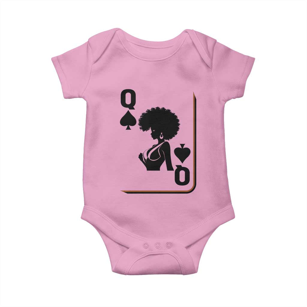 Black Queen Baby Onesie Black History Month Afro Woman Poker Card Games TS10 Light Pink Print Your Wear