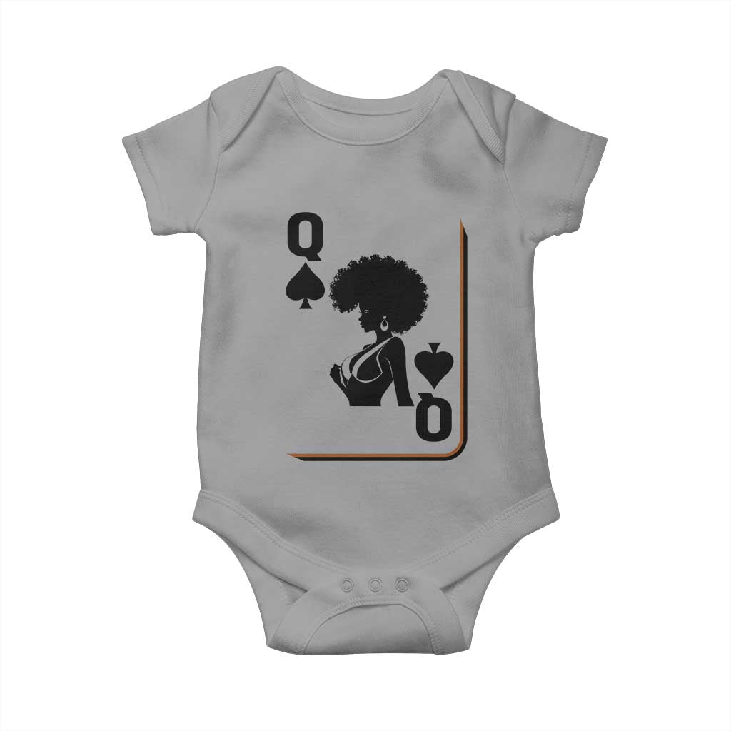 Black Queen Baby Onesie Black History Month Afro Woman Poker Card Games TS10 Sport Gray Print Your Wear