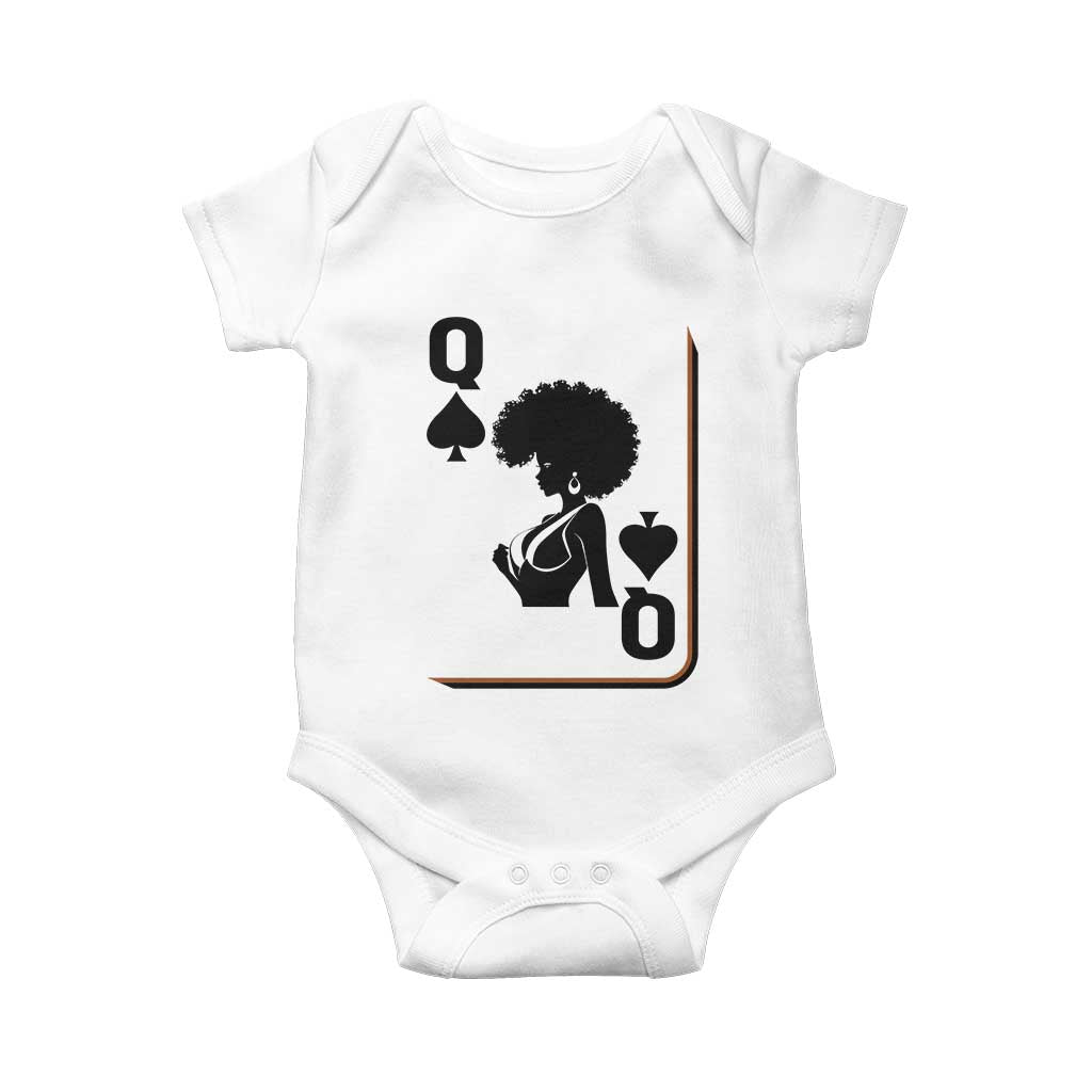 Black Queen Baby Onesie Black History Month Afro Woman Poker Card Games TS10 White Print Your Wear