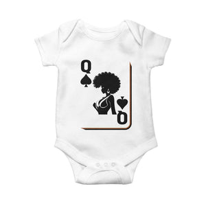 Black Queen Baby Onesie Black History Month Afro Woman Poker Card Games TS10 White Print Your Wear